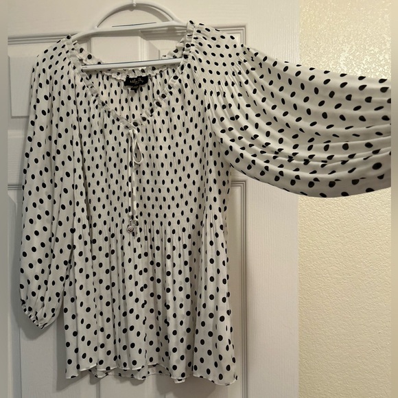 Melissa Paige Black and White Polka Dot Blouse - Picture 3 of 9